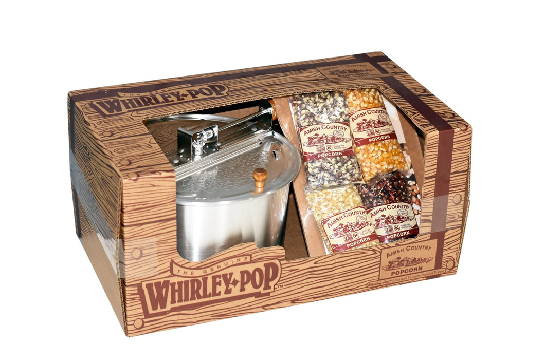 Whirley Pop Gift Set with 4 - 4oz Bags of Popcorn